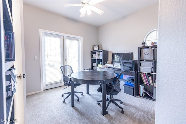 53 Grossinger Ct, Henderson, NV 89074 - office area featuring carpet flooring, ceiling fan, and baseboards