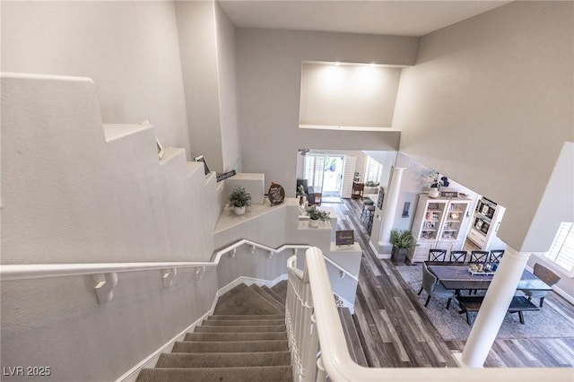 53 Grossinger Ct, Henderson, NV 89074 - stairway featuring a high ceiling and wood finished floors