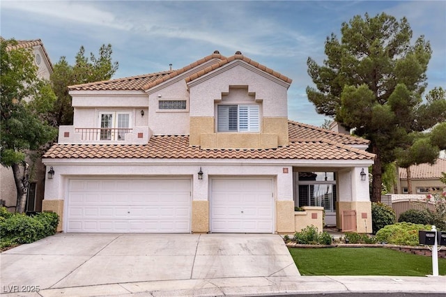 53 Grossinger Ct, Henderson, NV 89074 - mediterranean / spanish house with driveway, stucco siding, an attached garage, and a tile roof