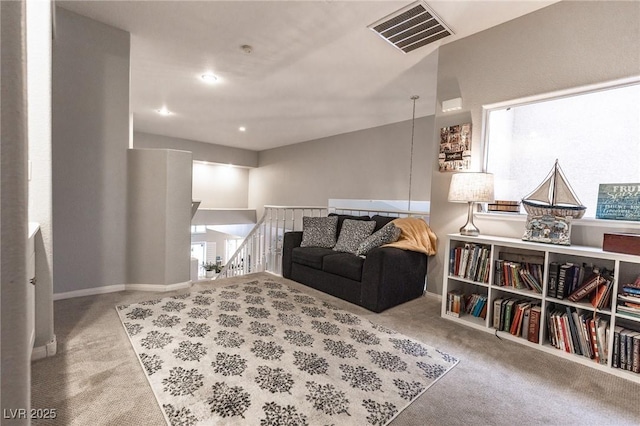 53 Grossinger Ct, Henderson, NV 89074 - living area with an upstairs landing, carpet flooring, and baseboards
