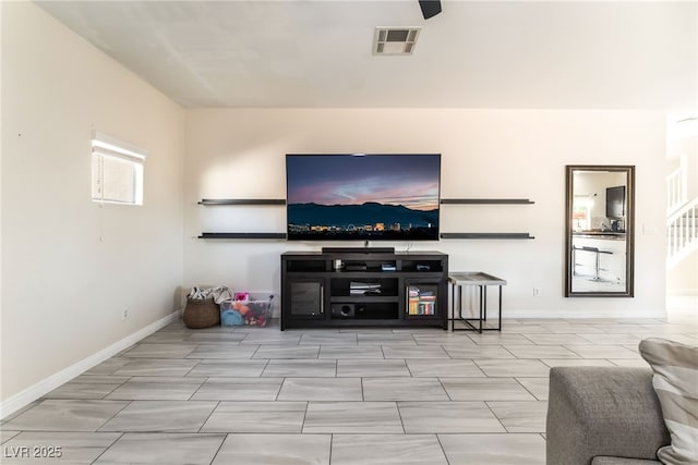 living area with baseboards
