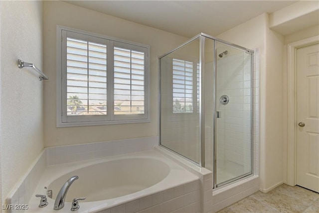 952 Crescent Falls St, Henderson, NV 89011 - bathroom with a stall shower, a garden tub, and tile patterned floors