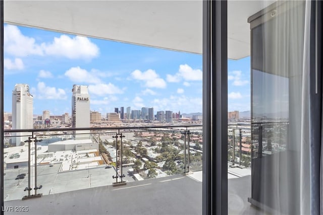 balcony with a skyline view