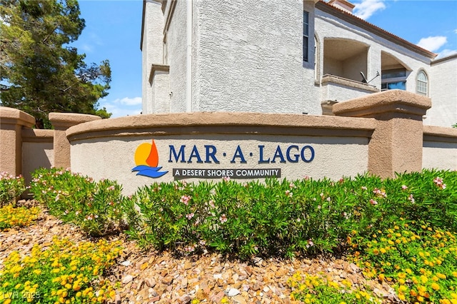 view of community sign