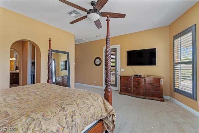7719 Villa Montara St, Las Vegas, NV 89123 - carpeted bedroom featuring arched walkways, baseboards, and ceiling fan