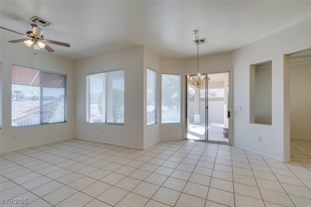 494 Dart Brook Pl, Henderson, NV 89012 - unfurnished room featuring healthy amount of natural light, a chandelier, a ceiling fan, and light tile patterned floors