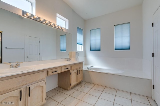 494 Dart Brook Pl, Henderson, NV 89012 - full bath featuring double vanity, a bath, and tile patterned flooring