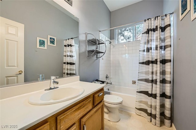 10310 Songsparrow Ct, Las Vegas, NV 89135 - bathroom with toilet, vanity, and shower / tub combo with curtain