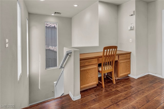 9165 Starling Wing Pl, Las Vegas, NV 89143 - home office with dark wood-style floors, recessed lighting, and baseboards