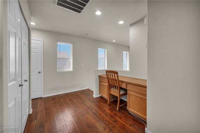 9165 Starling Wing Pl, Las Vegas, NV 89143 - home office with dark wood finished floors, baseboards, and recessed lighting