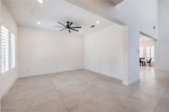 201 Carmel Sky St, Las Vegas, NV 89138 - unfurnished room featuring recessed lighting, ceiling fan, and light tile patterned floors