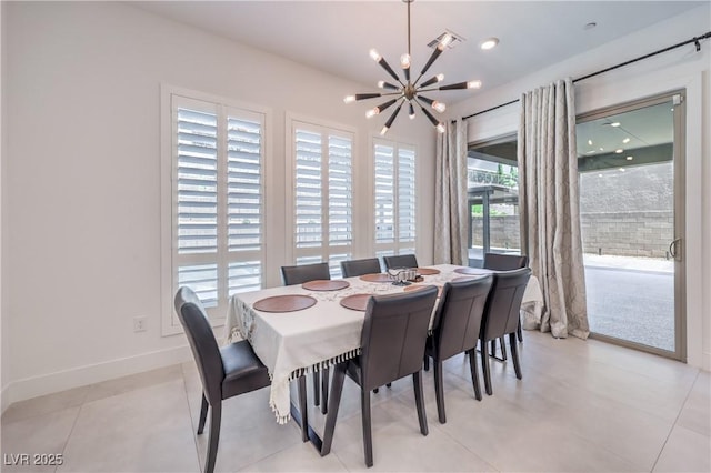 201 Carmel Sky St, Las Vegas, NV 89138 - dining room with a chandelier and light tile patterned flooring