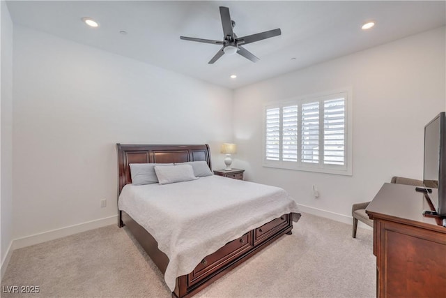 201 Carmel Sky St, Las Vegas, NV 89138 - bedroom featuring light colored carpet, recessed lighting, and ceiling fan