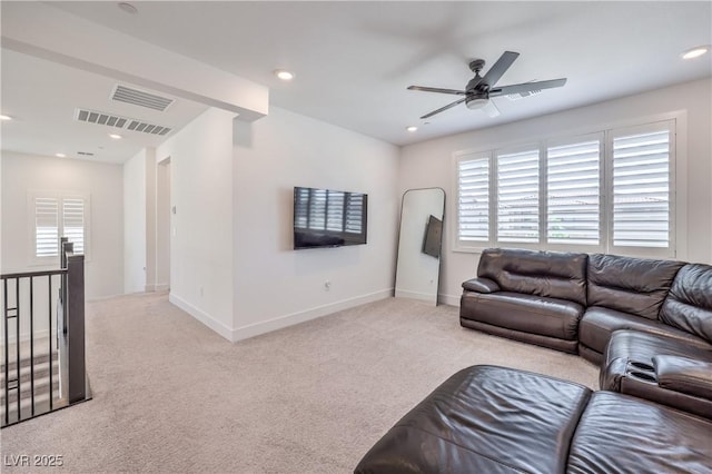 201 Carmel Sky St, Las Vegas, NV 89138 - living area with carpet floors, a ceiling fan, and recessed lighting