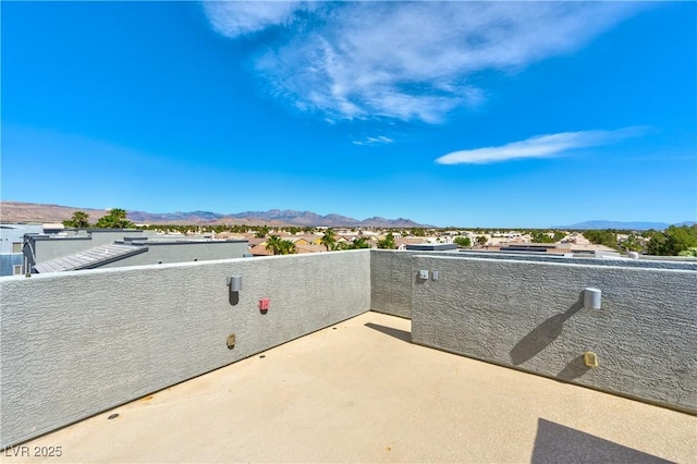 view of patio featuring a mountain view