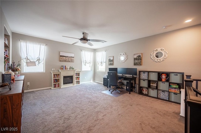 3698 Regatta Landing Dr, Las Vegas, NV 89141 - office with a ceiling fan, carpet floors, and baseboards