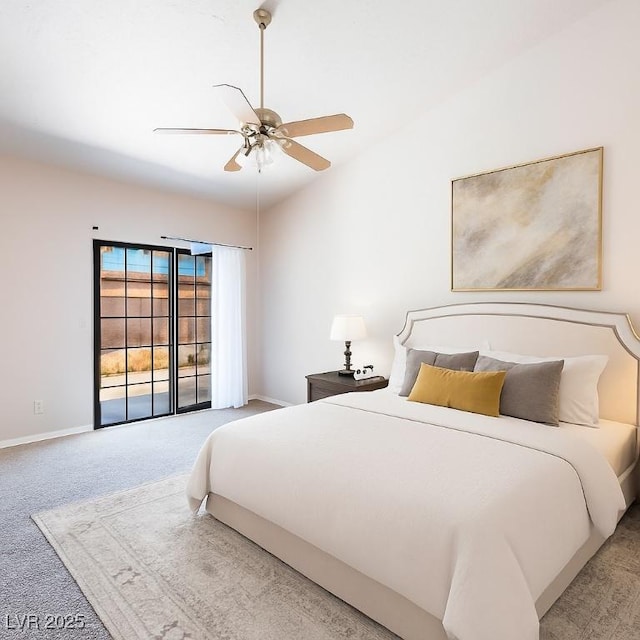 4378 Cherrystone Ct, Las Vegas, NV 89121 - carpeted bedroom with ceiling fan and access to exterior