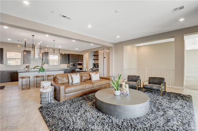 11280 Granite Ridge Dr Unit 1035, Las Vegas, NV 89135 - living area featuring recessed lighting and light tile patterned flooring