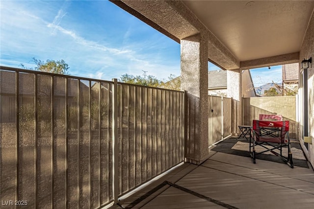 balcony featuring a patio area