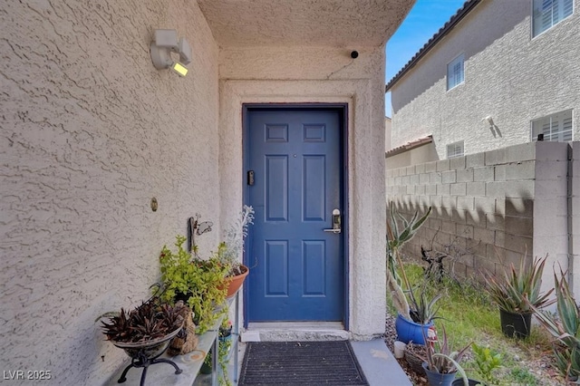 3389 Commendation Dr, Las Vegas, NV 89117 - property entrance with stucco siding and fence