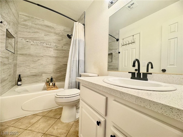 3151 Soaring Gulls Dr Unit 1023, Las Vegas, NV 89128 - full bath featuring toilet, tile patterned flooring, shower / bath combination with curtain, and vanity