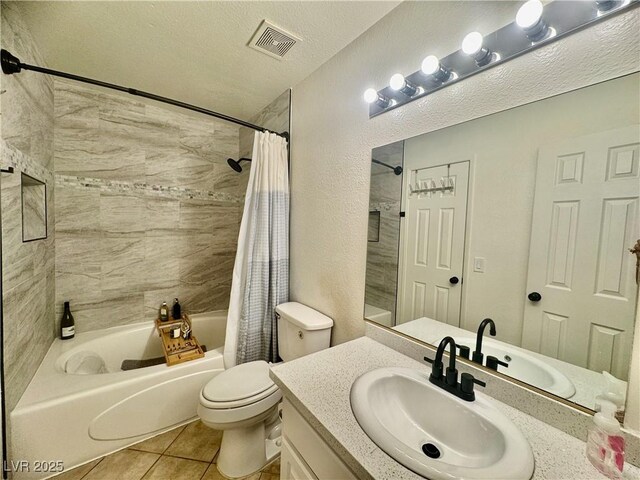 3151 Soaring Gulls Dr Unit 1023, Las Vegas, NV 89128 - bathroom with tile patterned flooring, shower / tub combo with curtain, toilet, and vanity