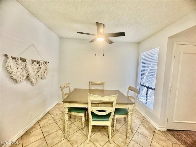 3151 Soaring Gulls Dr Unit 1023, Las Vegas, NV 89128 - dining room with light tile patterned flooring, ceiling fan, a textured ceiling, and baseboards