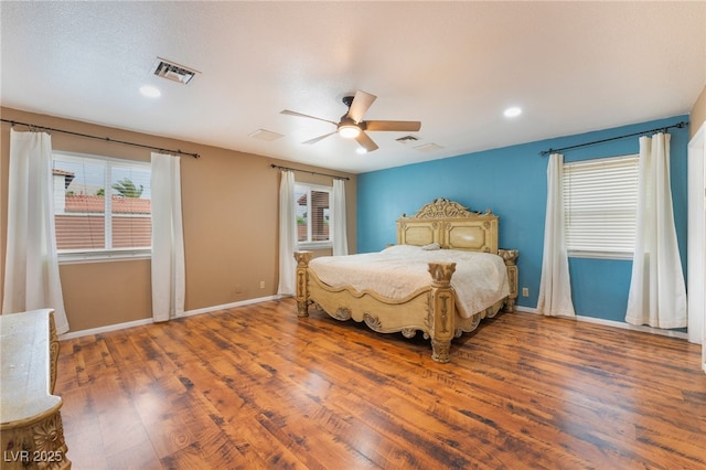120 N Phyllis St, Las Vegas, NV 89110 - bedroom featuring wood finished floors, baseboards, ceiling fan, and recessed lighting