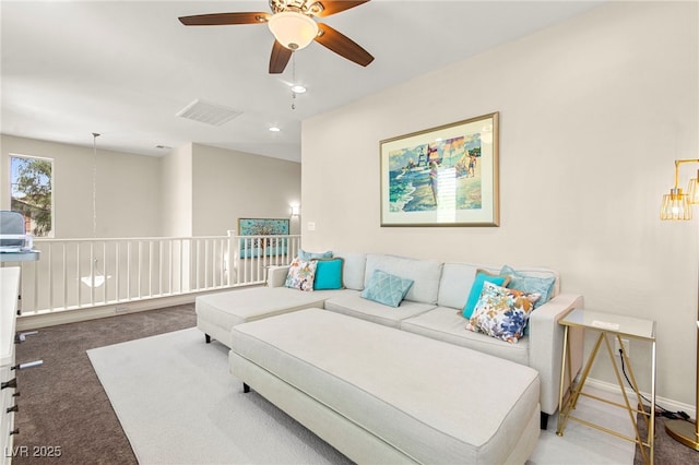 419 Vigo Port St, Las Vegas, NV 89138 - carpeted living area with ceiling fan and recessed lighting