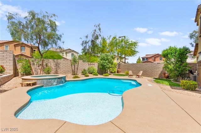 419 Vigo Port St, Las Vegas, NV 89138 - view of pool featuring a fenced backyard, a patio, a residential view, and a pool with connected hot tub