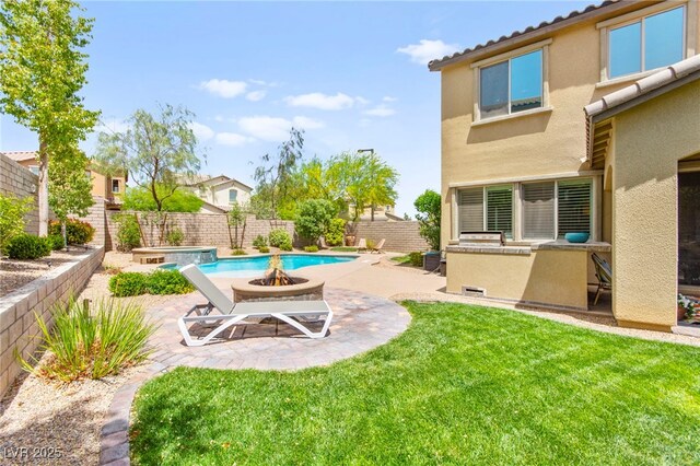419 Vigo Port St, Las Vegas, NV 89138 - view of yard featuring a patio and a fire pit