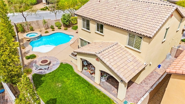 419 Vigo Port St, Las Vegas, NV 89138 - view of pool with a fire pit, a patio area, and a pool with connected hot tub
