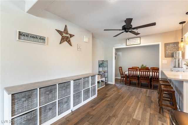 100 Walker Way, Boulder City, NV 89005 - dining room featuring ceiling fan, wood-type flooring, and baseboards