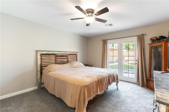 100 Walker Way, Boulder City, NV 89005 - carpeted bedroom with access to outside, ceiling fan, and baseboards