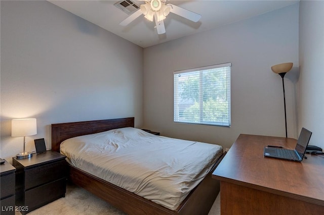 9780 Ziegler Ave, Las Vegas, NV 89148 - bedroom with an office area, light carpet, and ceiling fan