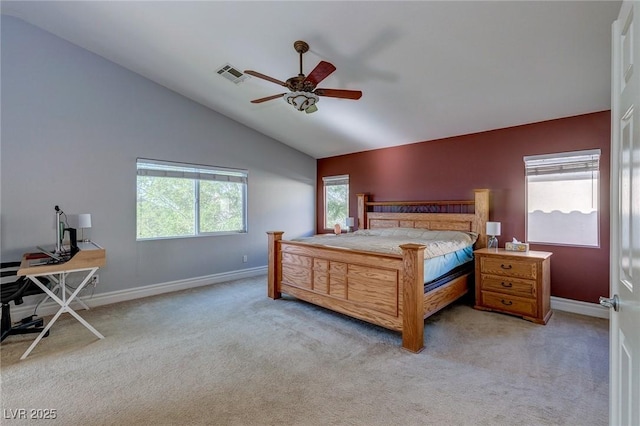 9780 Ziegler Ave, Las Vegas, NV 89148 - bedroom with lofted ceiling, light colored carpet, baseboards, an office area, and ceiling fan