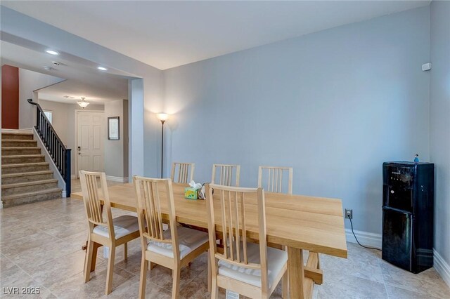 9780 Ziegler Ave, Las Vegas, NV 89148 - dining room with stairway, recessed lighting, baseboards, and light tile patterned floors
