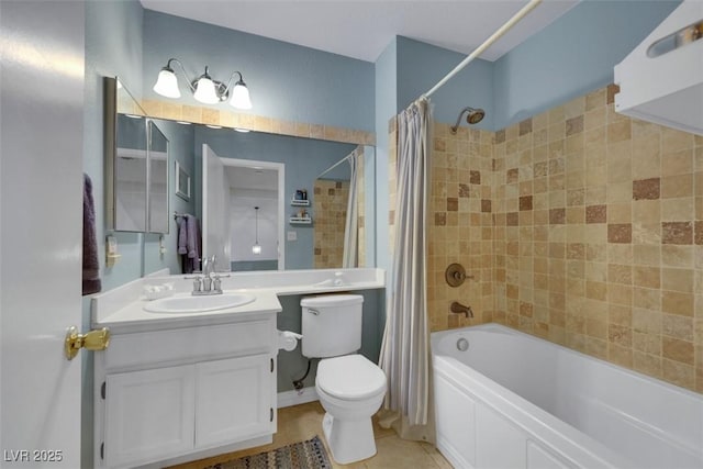 8388 Brad Oaks Cir, Las Vegas, NV 89123 - full bathroom with shower / bath combination with curtain, tile patterned flooring, toilet, and vanity