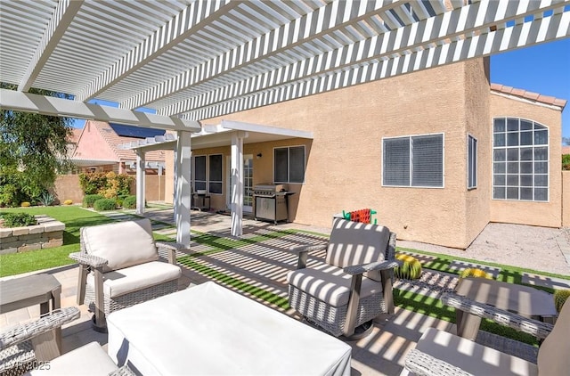 9469 Coral Shine Ct, Las Vegas, NV 89123 - view of patio / terrace featuring a pergola, an outdoor hangout area, and fence