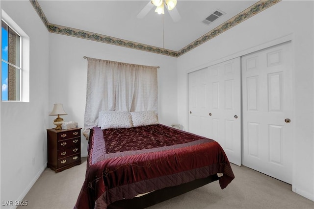 1893 Donnington Ct, Las Vegas, NV 89123 - carpeted bedroom featuring a closet, ceiling fan, and baseboards