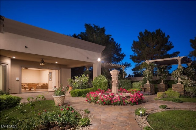 8620 W La Madre Way, Las Vegas, NV 89149 - patio at twilight featuring ceiling fan and a patio