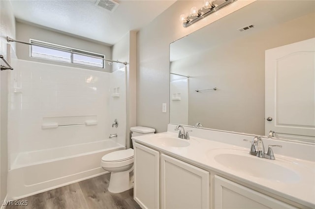8469 Cheerful Brook Ave, Las Vegas, NV 89143 - full bath with toilet, wood finished floors, bathing tub / shower combination, and double vanity