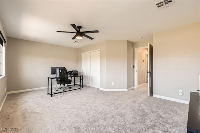 8469 Cheerful Brook Ave, Las Vegas, NV 89143 - carpeted office space featuring ceiling fan and baseboards