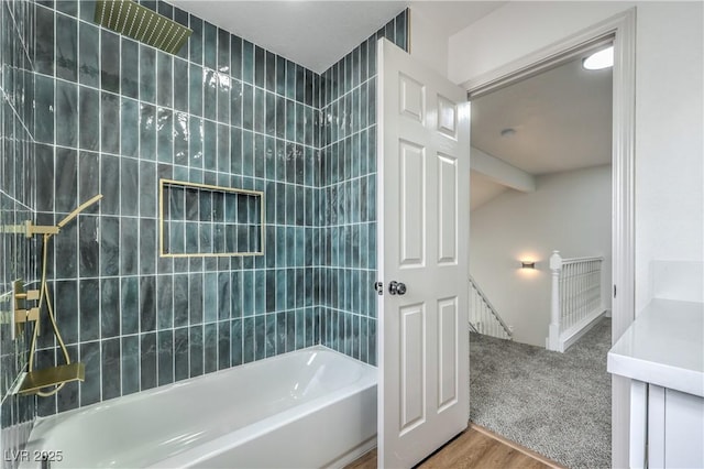 2107 Fountain Springs Dr, Henderson, NV 89074 - bathroom featuring shower / bathtub combination and wood finished floors