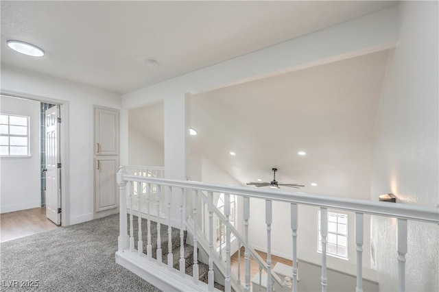 2107 Fountain Springs Dr, Henderson, NV 89074 - corridor featuring an upstairs landing, healthy amount of natural light, carpet flooring, recessed lighting, and baseboards