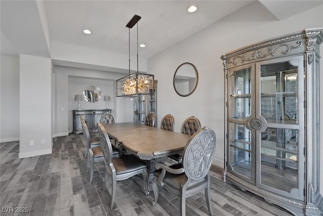 11088 Westcroft Way, Las Vegas, NV 89183 - dining area with wood finished floors, baseboards, recessed lighting, and a chandelier