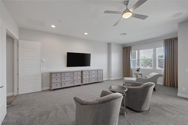 11088 Westcroft Way, Las Vegas, NV 89183 - carpeted living room with baseboards, ceiling fan, and recessed lighting
