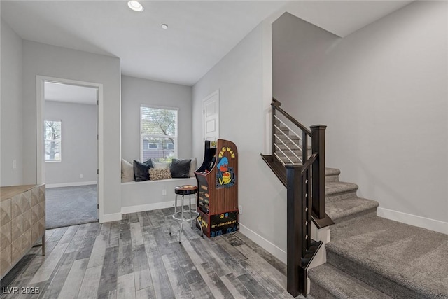 11088 Westcroft Way, Las Vegas, NV 89183 - stairway featuring wood finished floors, baseboards, and recessed lighting