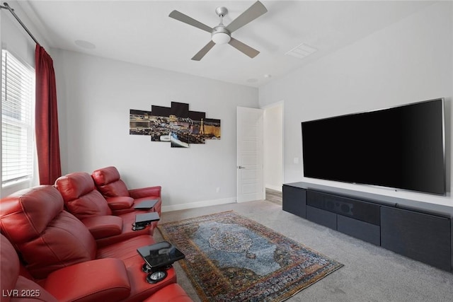 11088 Westcroft Way, Las Vegas, NV 89183 - carpeted living room featuring ceiling fan and baseboards