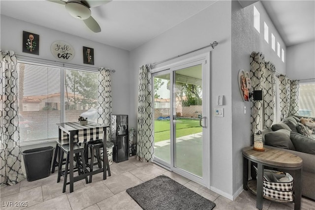 7929 Ben Hogan Dr, Las Vegas, NV 89149 - entryway with ceiling fan and light tile patterned floors